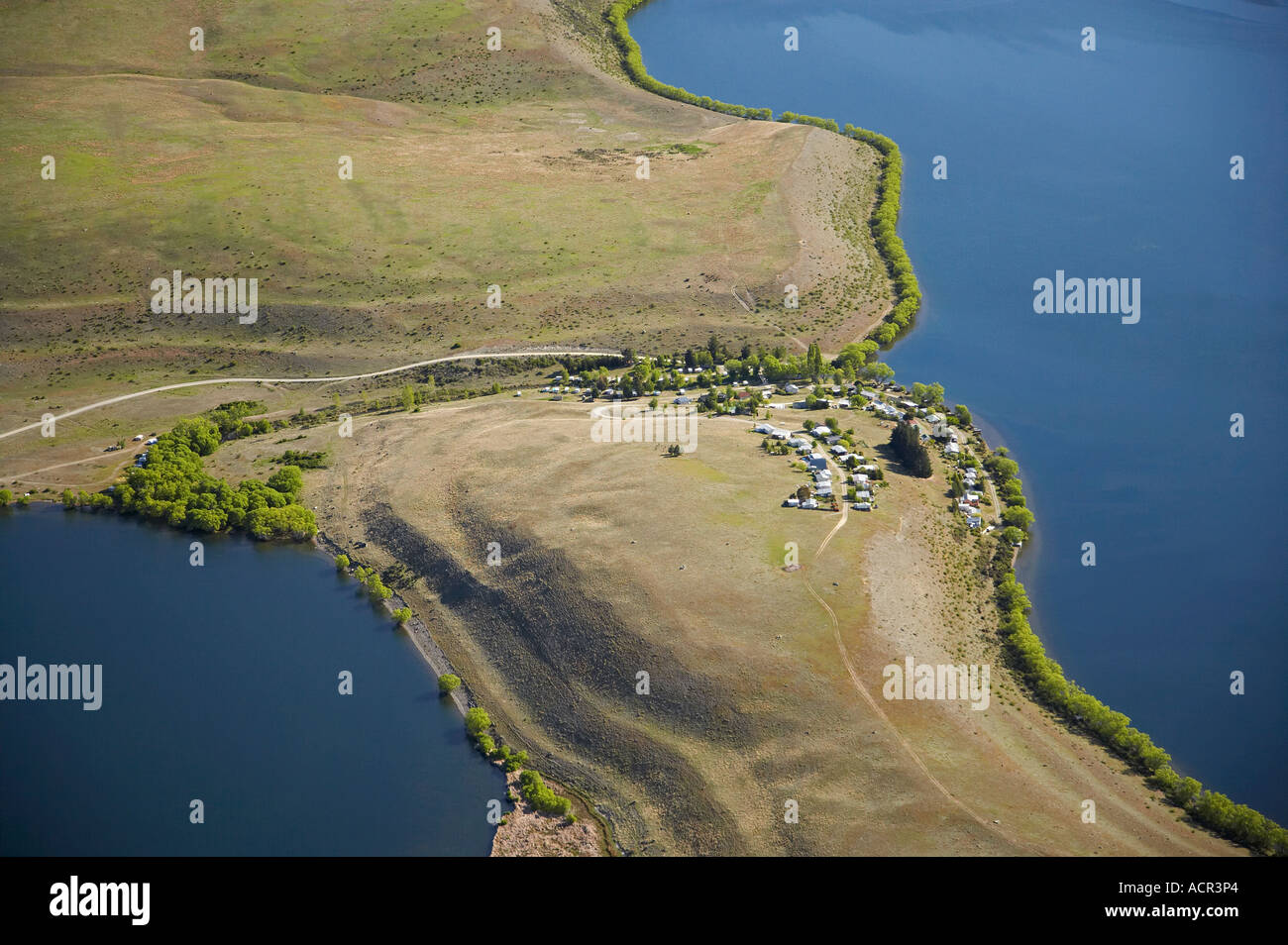 Lake McGregor left and Lake Alexandrina right Mackenzie Country South ...