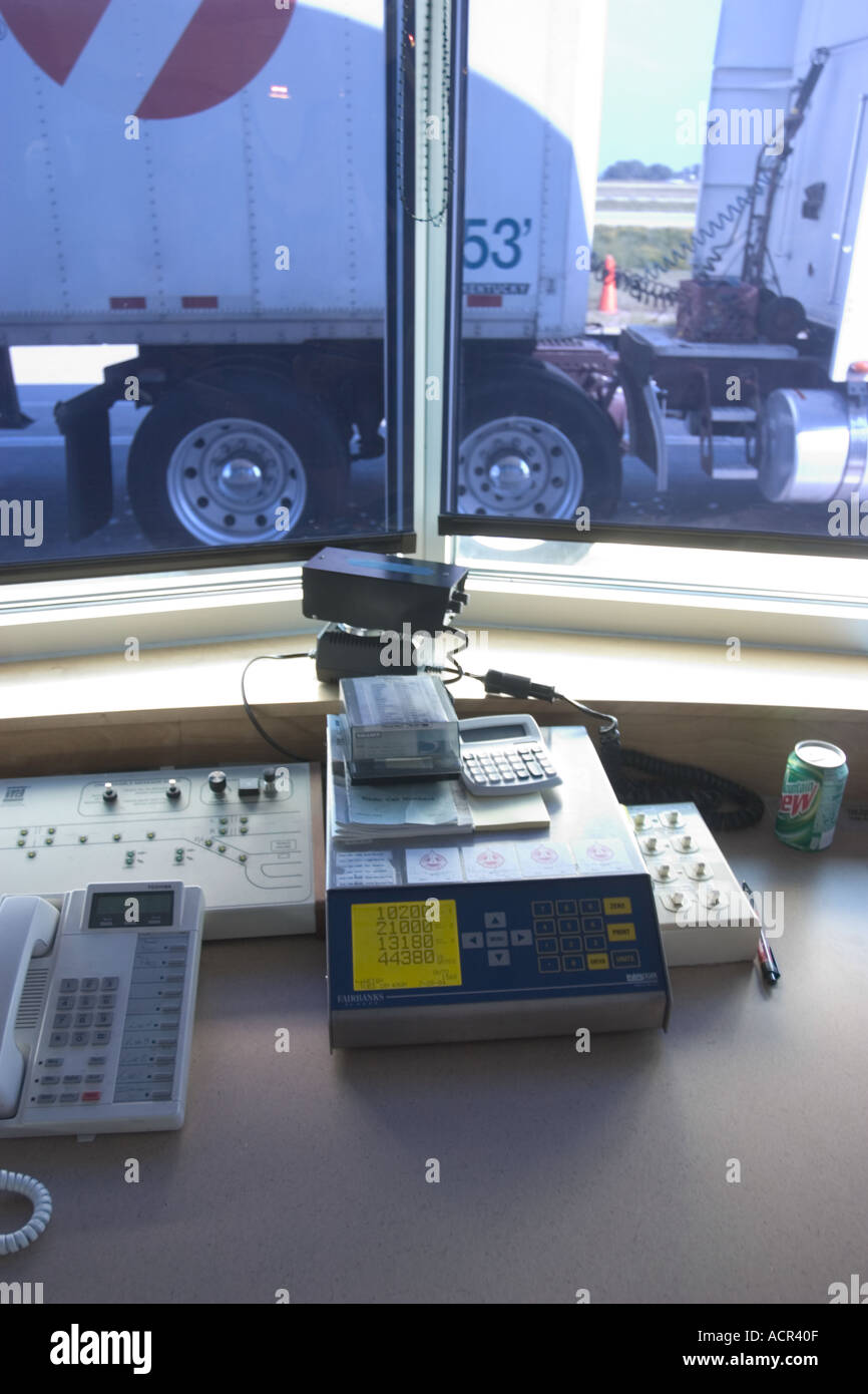 Digital scale readouts Trucks are weighed in motion at the Waverly