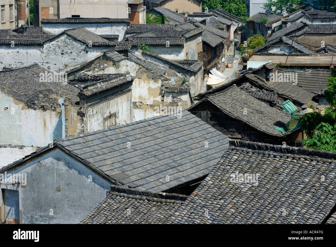 Traditional Tile Rooftops Qinghefang Old Street Hangzhou China Stock Photo