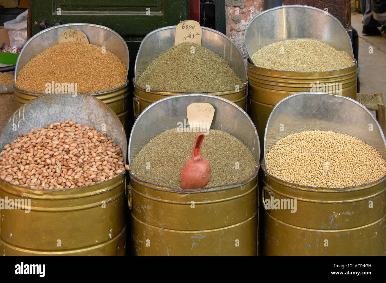 Foodgrains for sale Marrakech Morocco North Africa Stock Photo
