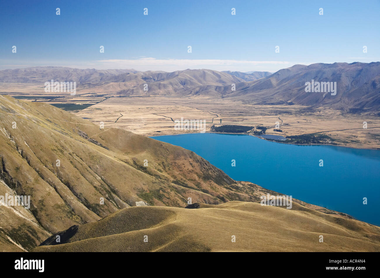 Ben Ohau left and Lake Ohau Mackenzie Country South Island New Zealand ...