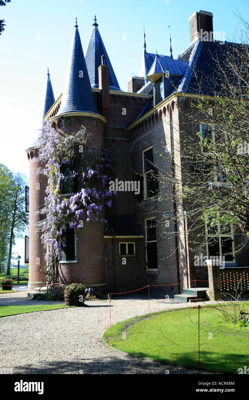 Castle at Keukenhof Gardens  Spring Tulips and colorful Flowers in Keukenhof, Amsterdam, Holland Stock Photo