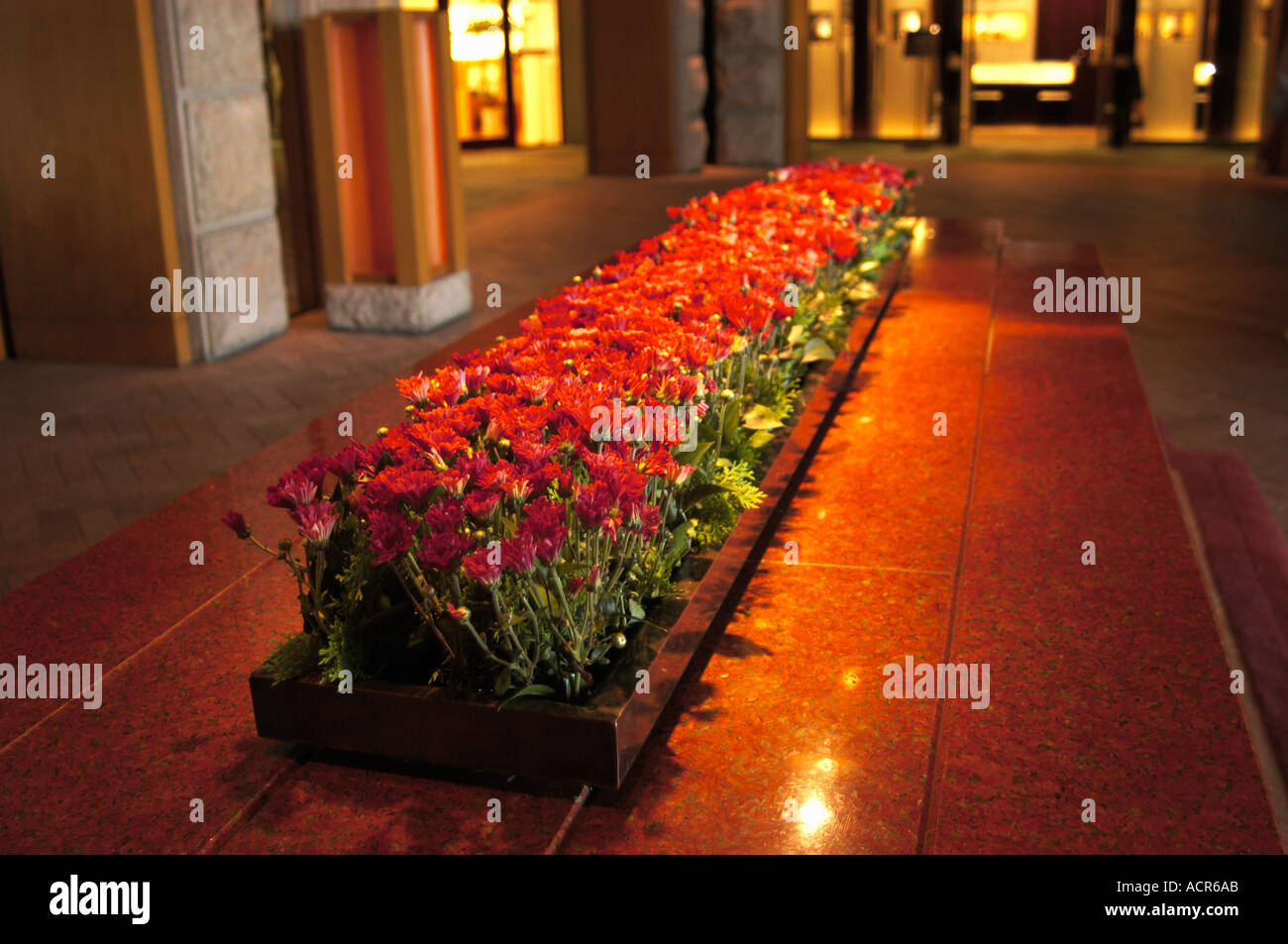 Asian Table with Flower Centerpiece Stock Photo Alamy