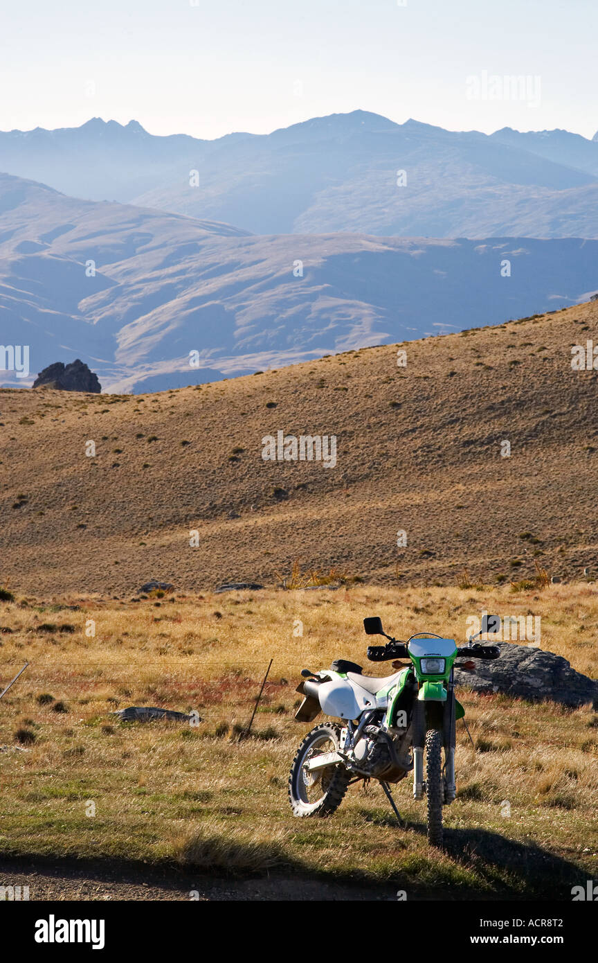 Dirt Bike Carrick Range Central Otago South Island New Zealand Stock Photo