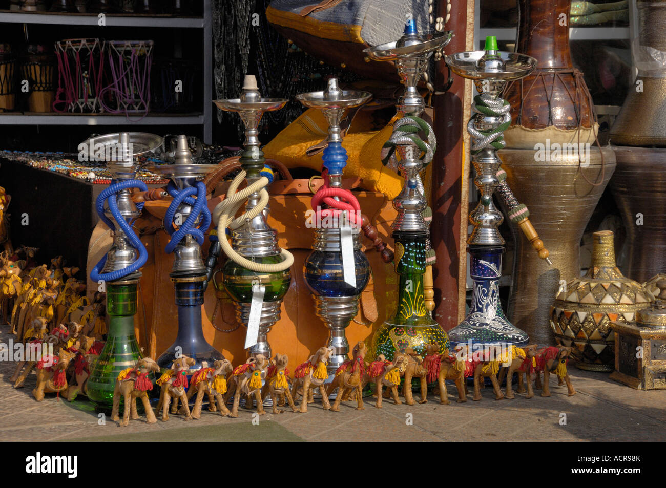 Traditional hookah pipe for sale Marrakech Morocco North Africa Stock