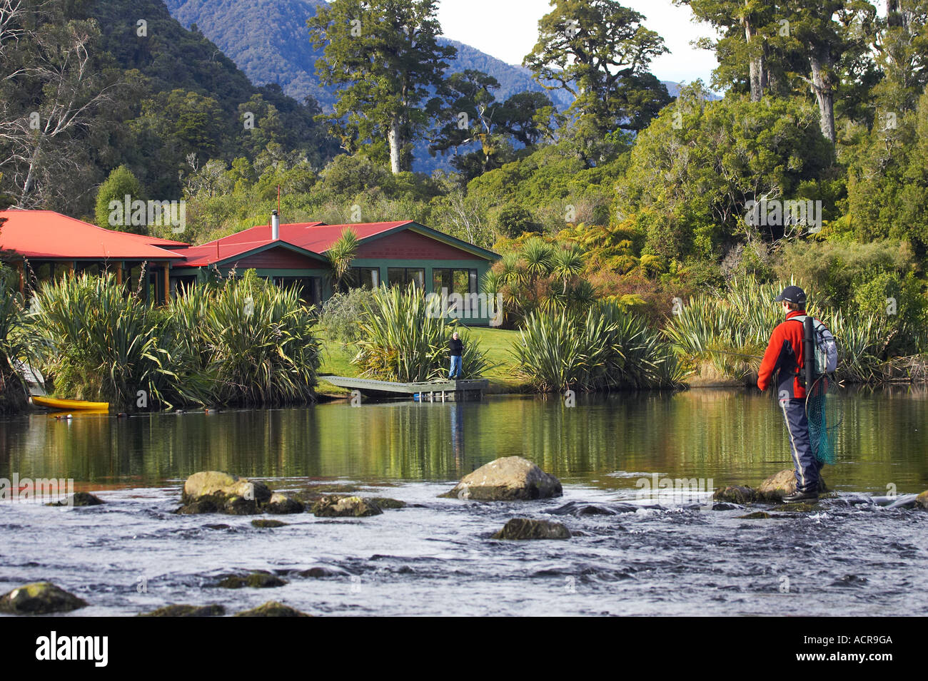 Wilderness Lodge Lake Moeraki West Coast South Island New Zealand Stock Photo