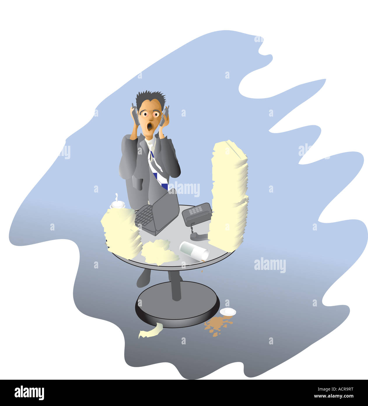 An overworked businessman having a mental breakdown because he cannot take it anymore Stock Photo