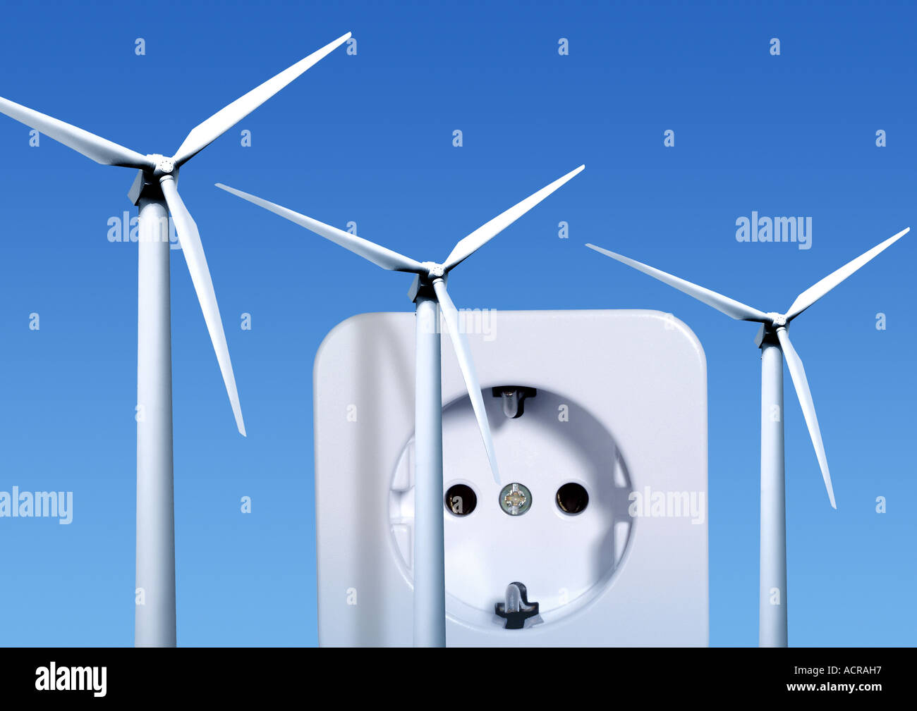 windmill power outlet Windanlage Steckdose Stock Photo