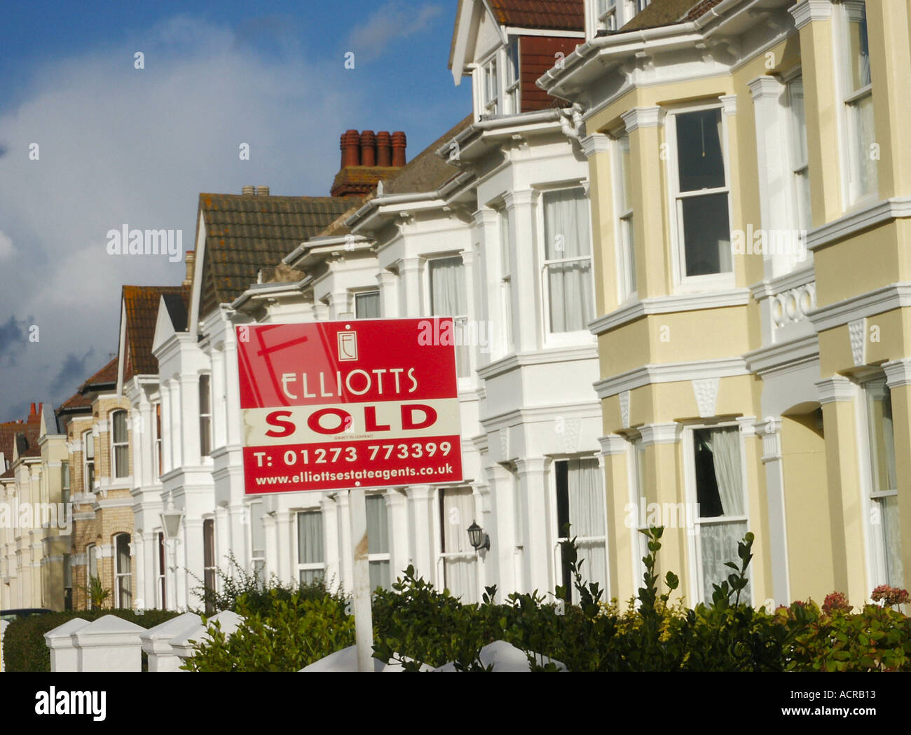 Residential Street of Properties with Sold Sign Hove East Sussex England  Stock Photo