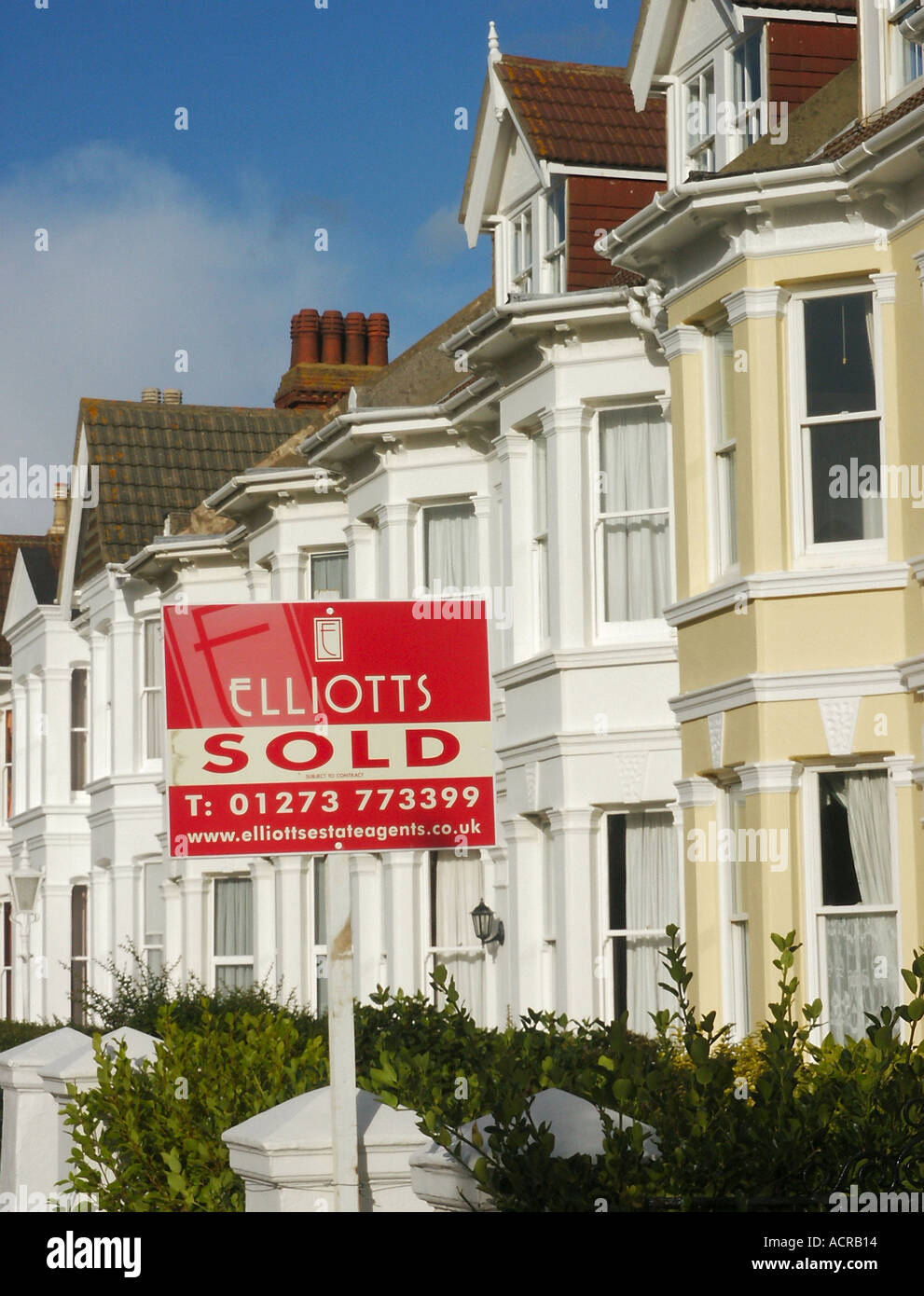Residential Street of Properties with Sold Sign Hove East Sussex England  Stock Photo