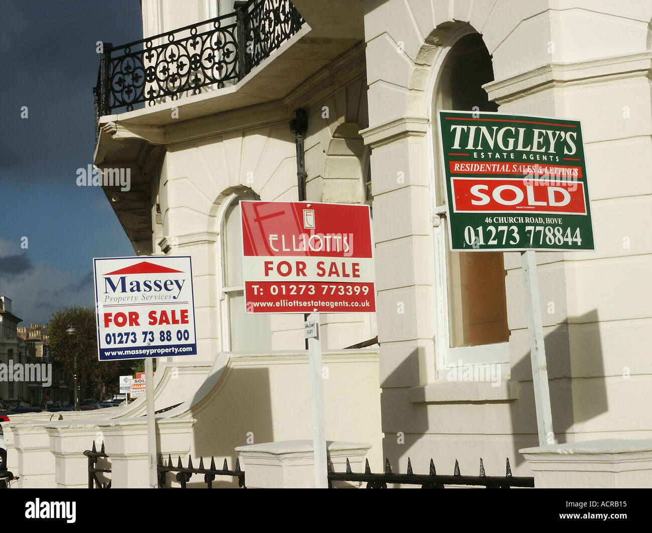 Residential Property with for Sale and Sold Signs Hove East Sussex England  Stock Photo