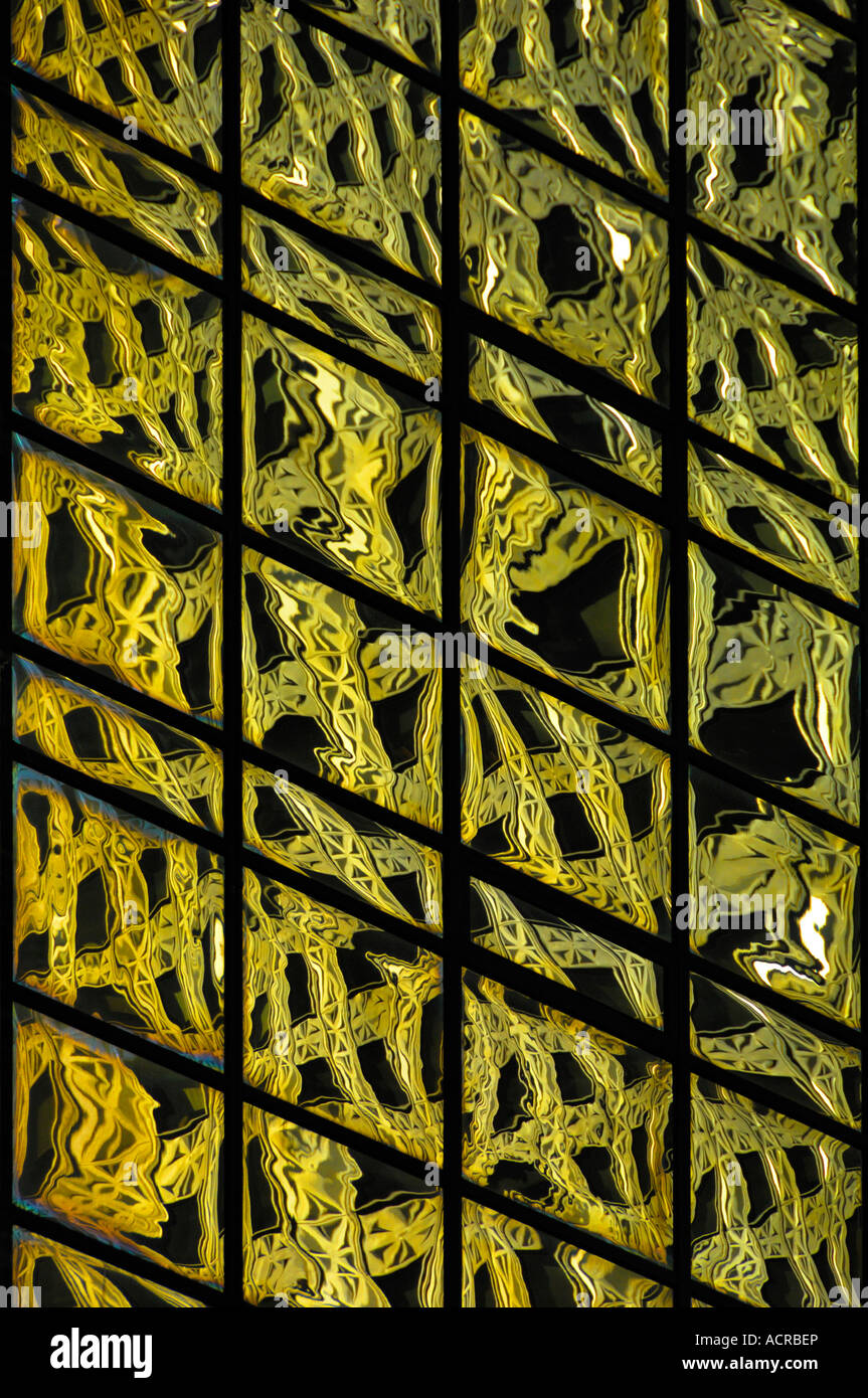 Abstract pattern of reflections in glass clad skyscraper New York USA Stock Photo