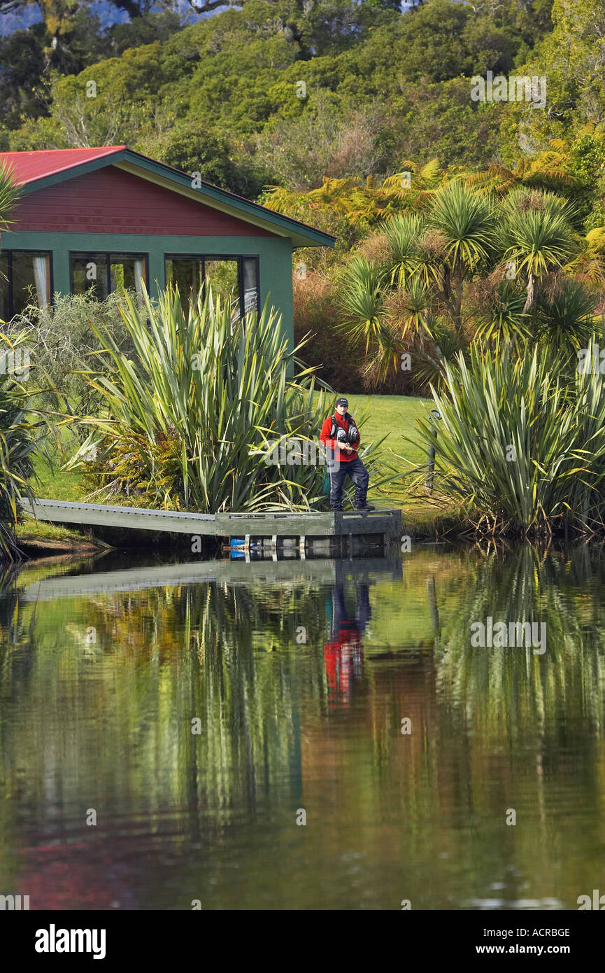 Wilderness Lodge Lake Moeraki West Coast South Island New Zealand Stock Photo
