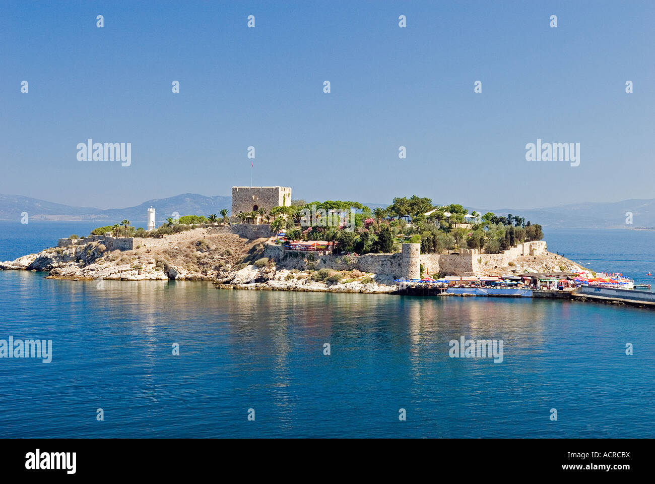 Guvercin Island, Kusadasi Turkey. Stock Photo