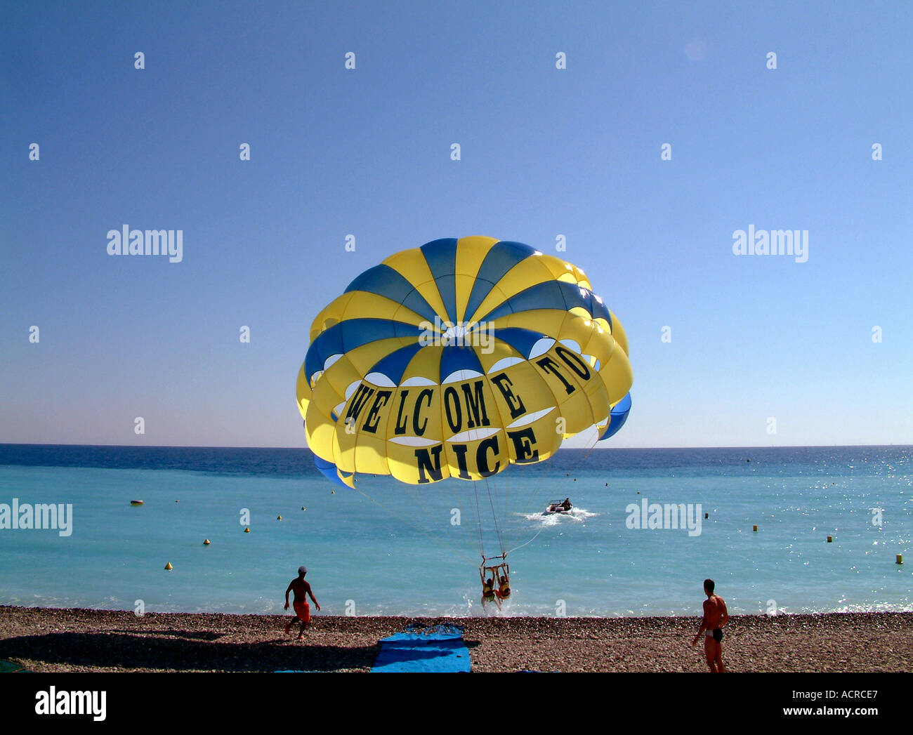 Parasailing on the coast at Nice French Riviera Cote d Azur Southern