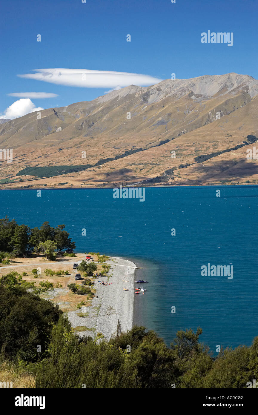Lake Ohau and Ben Ohau Range North Otago Mackenzie Country South Island ...