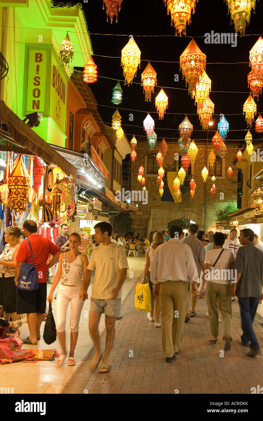 Kusadasi old town streets at night, Turkey. Stock Photo