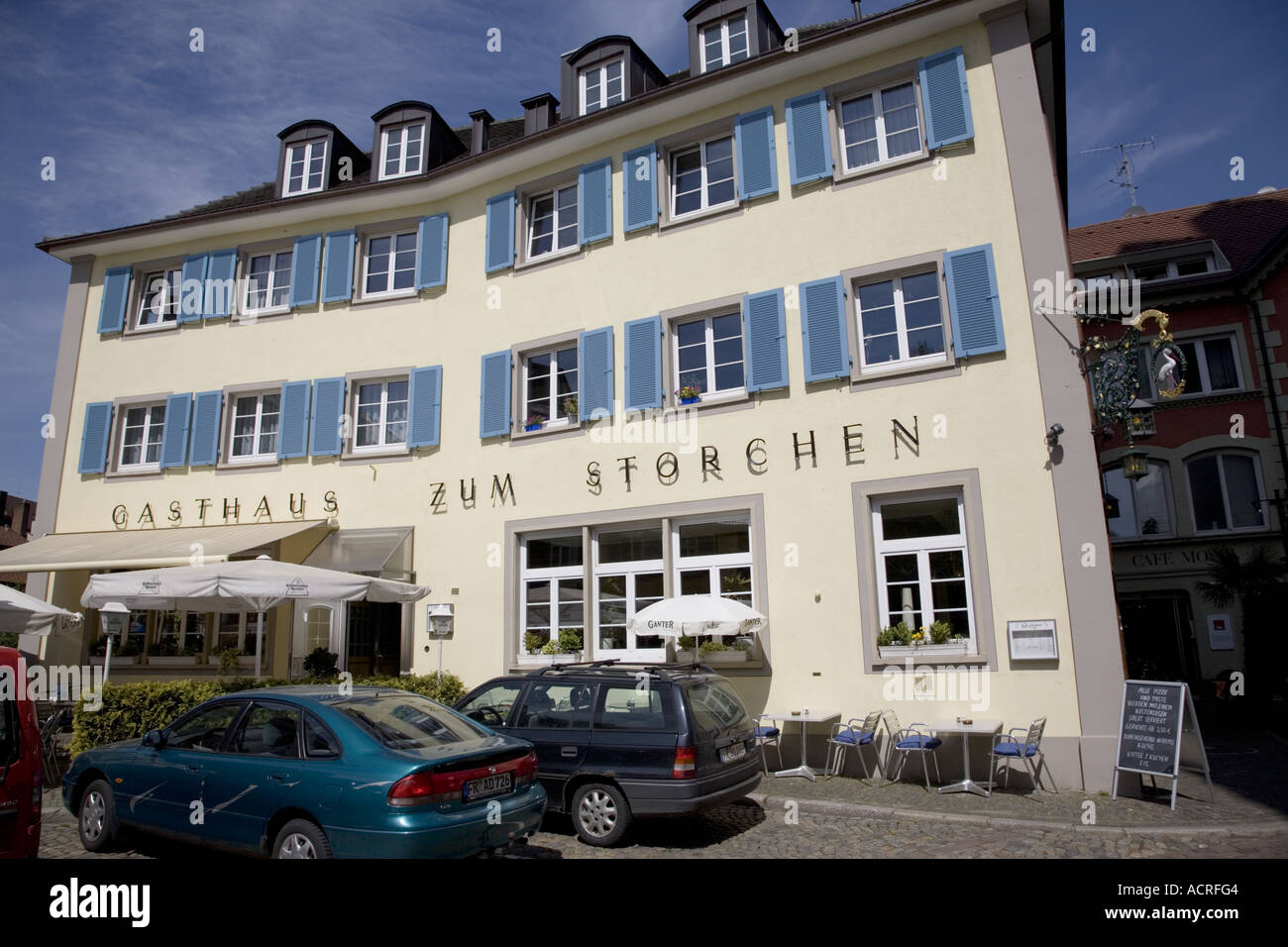 Gasthaus zum Storchen, Restaurant, Schwabentor (Swabian Gate), Freiburg, Germany Stock Photo