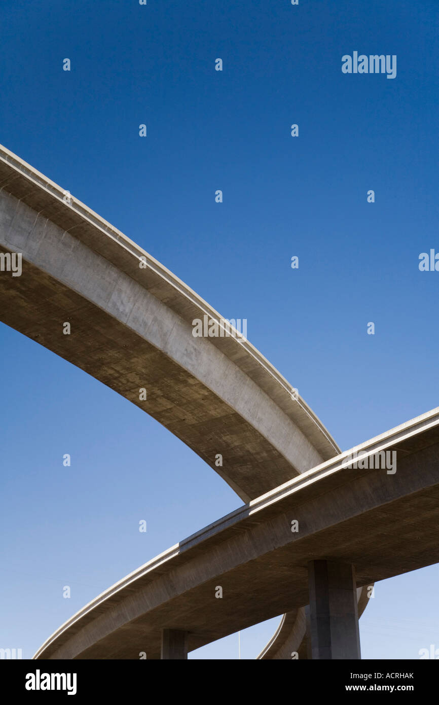A pair of flyovers in a California freeway interchange Stock Photo