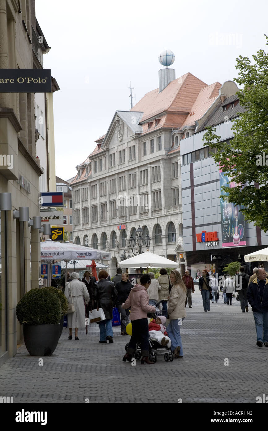 Karolinen Strasse, Pedestrian Shopping Street, Nuremberg, Germany Stock Photo