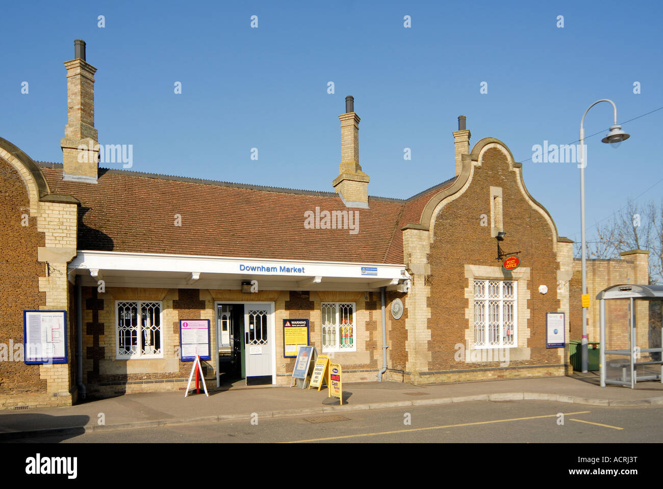 Railway station and Post office at Downham Market Norfolk England Stock Photo