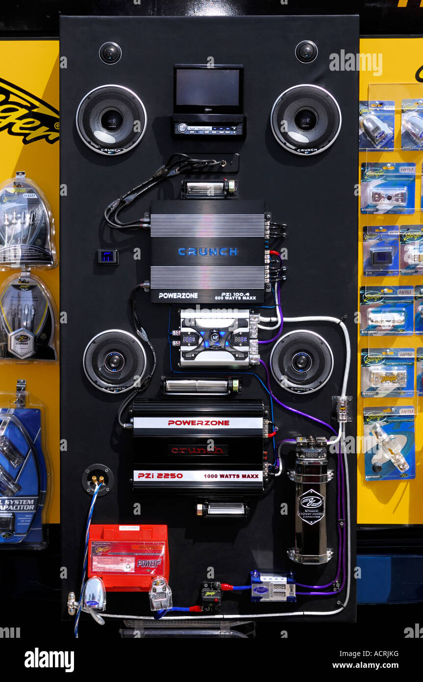 Powerful auto audio system Crunch Stock Photo Alamy