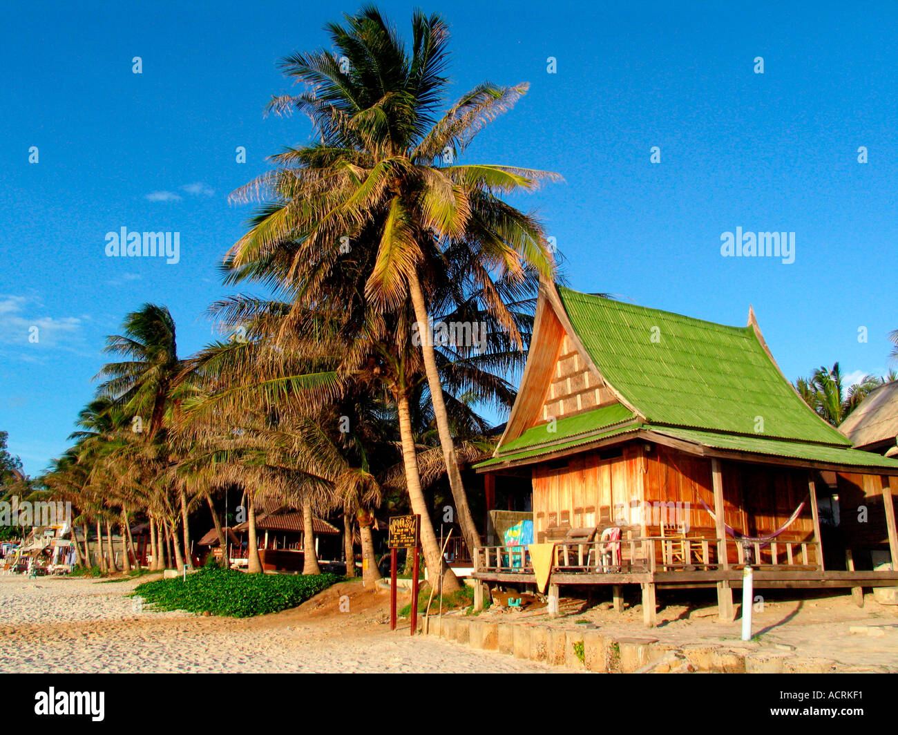Palm Tree And Wooden Bungalow On Sunrise Beach Ko Pha Ngan - 