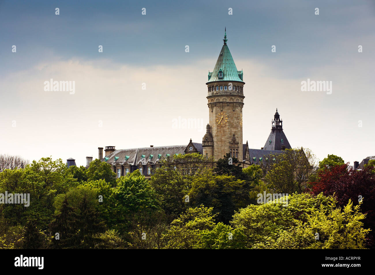 BCEE building across the Petrusse valley in Luxembourg City Stock Photo