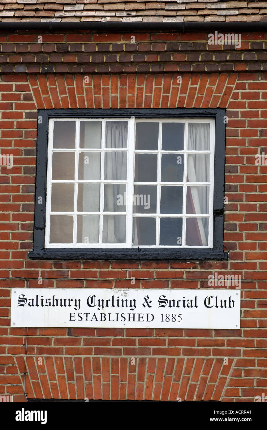 Sign Salisbury Cycling and Social club Established 1885 Wiltshire England Stock Photo