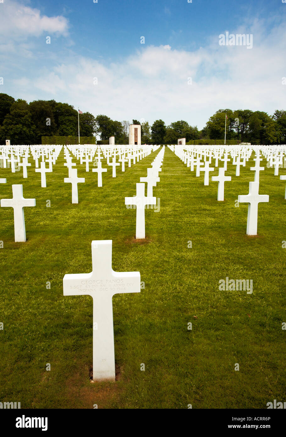 War Graves at the American Military Cemetery, Hamm, Luxembourg City, Europe Stock Photo