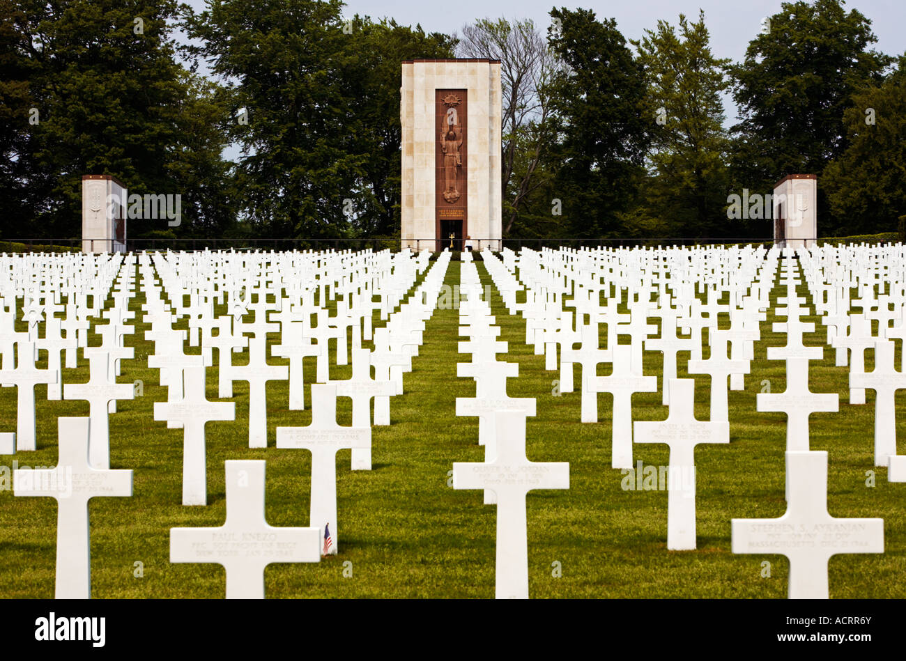 War Graves at the American Military Cemetery Hamm, Luxembourg City, Luxembourg, Europe Stock Photo