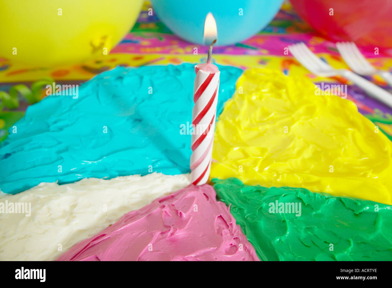 Party cake with pie chart icing Stock Photo