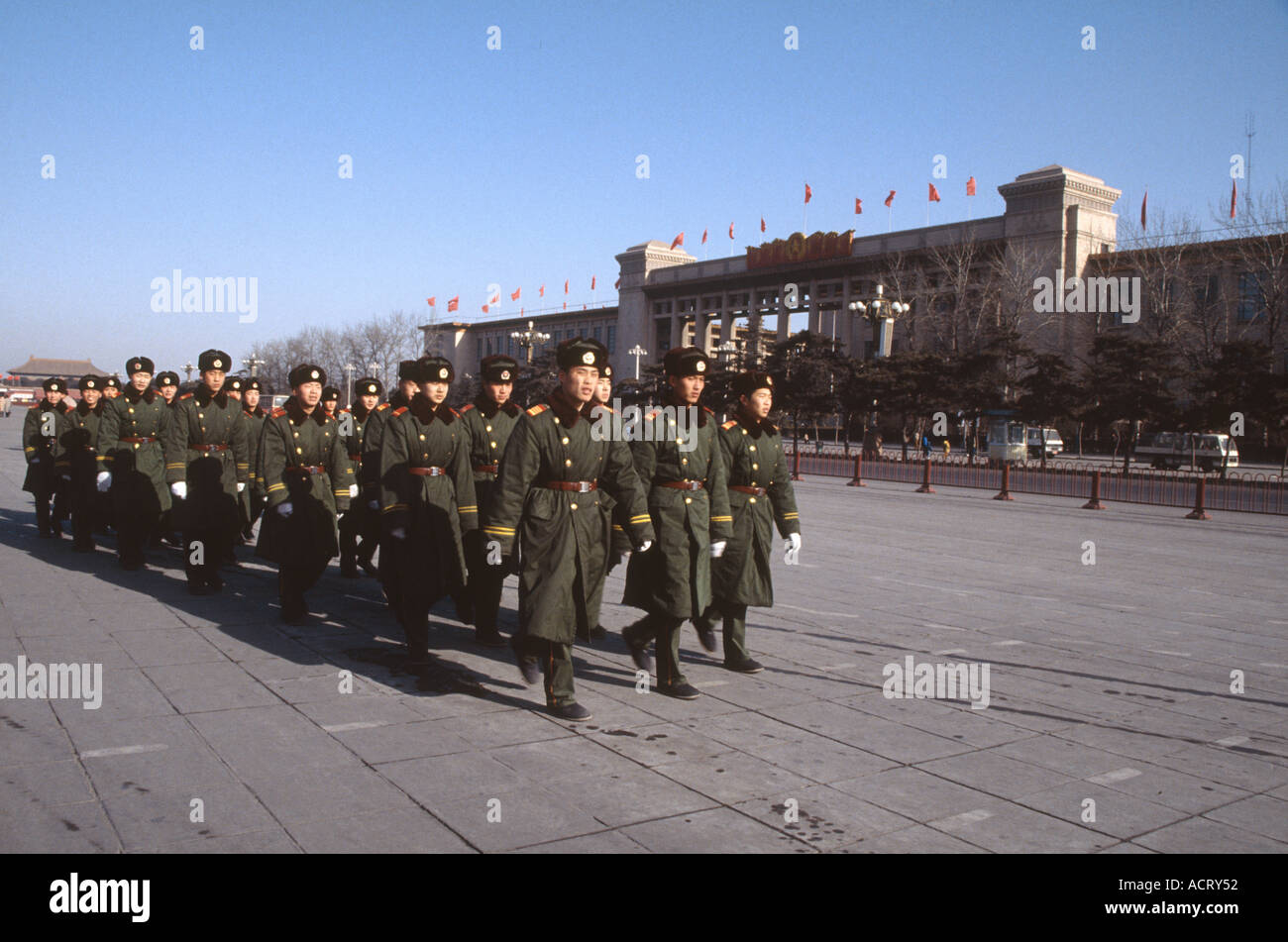 A troop march along the Tiananmen Square Beijing China Stock Photo