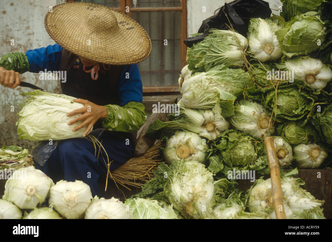 Selling vegetables in a food market Stock Photo
