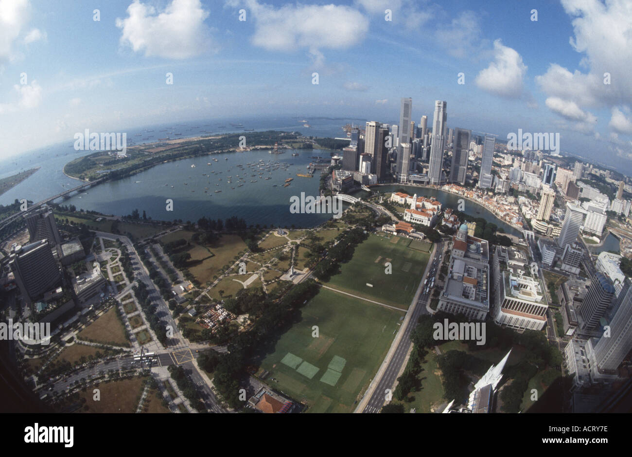 A Bird's Eye view of the commercial centre of Singapore. Stock Photo