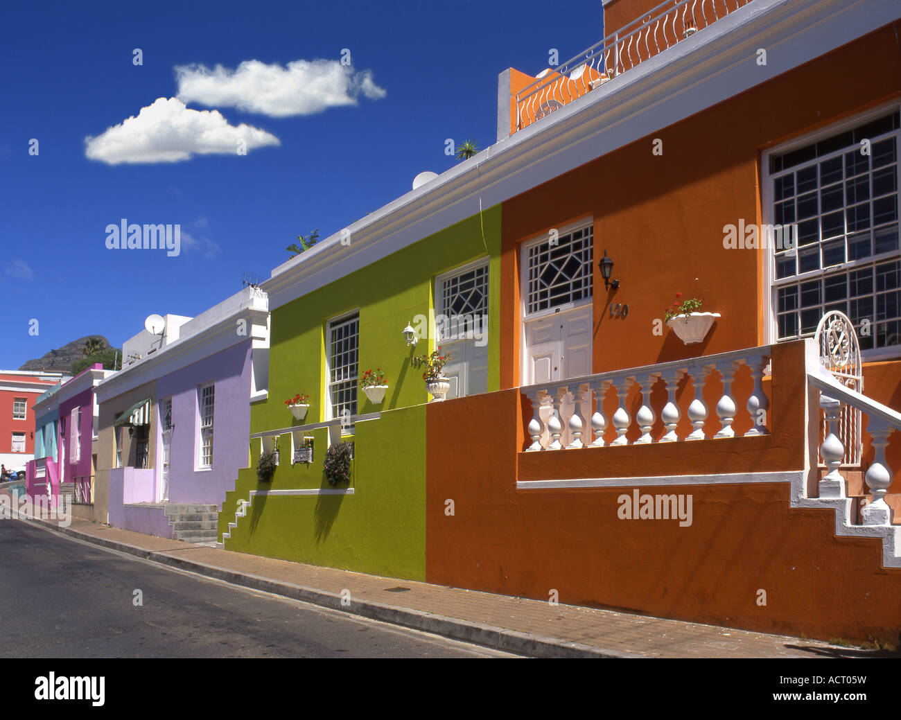 A Row Of Brightly Coloured Houses In The Bo Kaap A Cape Malay Suburb In Cape Town Western Cape South Africa Stock Photo Alamy