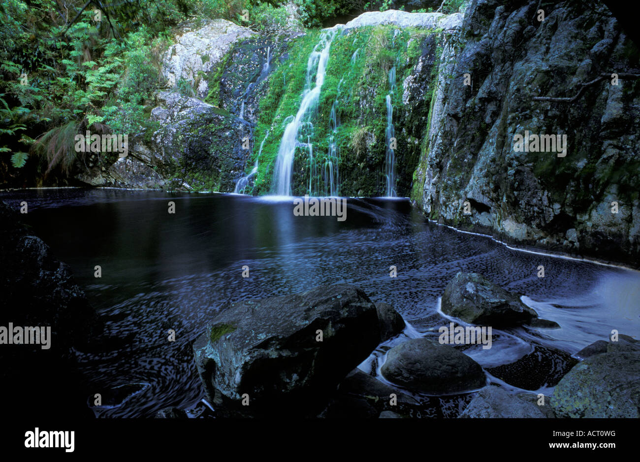 Waterfall and plunge pool Luiperdskloof Harold Porter Botanical Gardens Betties Bay Cape South Africa Stock Photo