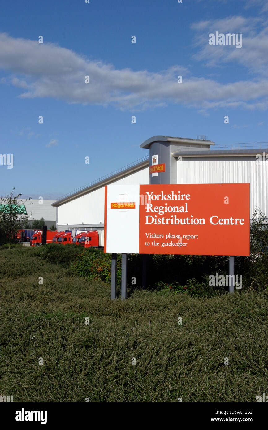 Royal Mail Regional Distribution Centre Normanton. Exterior view with sign. Stock Photo