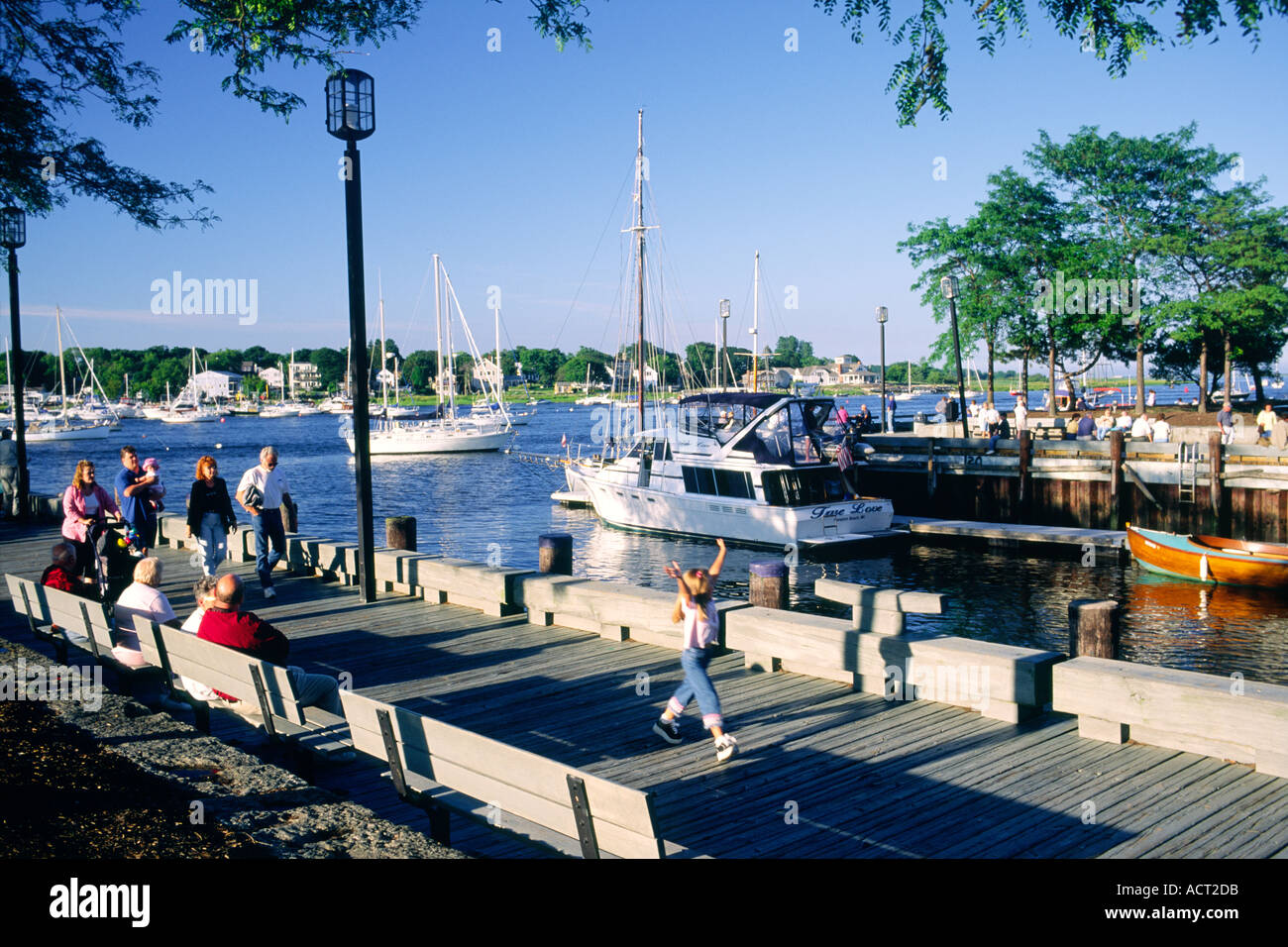 Summer boats in the harbour marina at Newburyport on the Merrimack