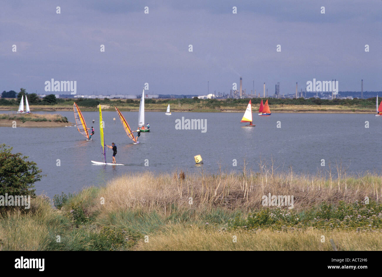 Sailboarding on old Gravel workings at Cliffe Stock Photo