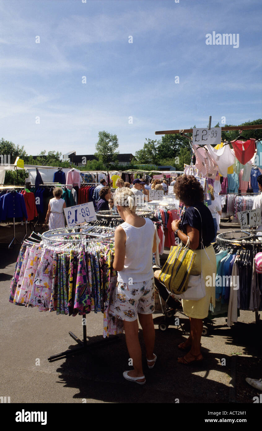 Outdoor market at New Ash Green Kent in the 1980's Stock Photo Alamy
