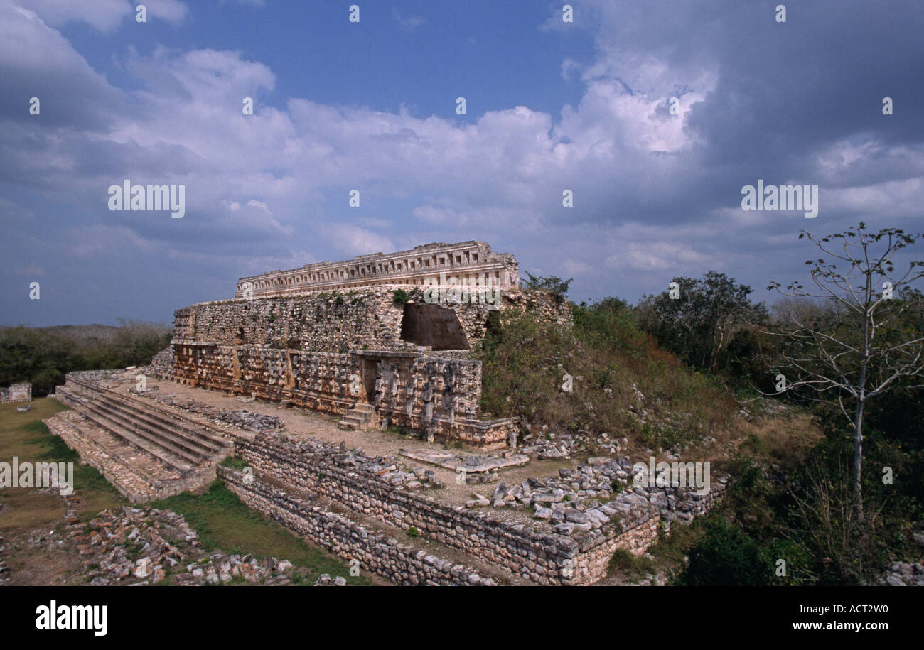 Palace of the masks of the god chaac Kabah Mexico Central America Stock Photo