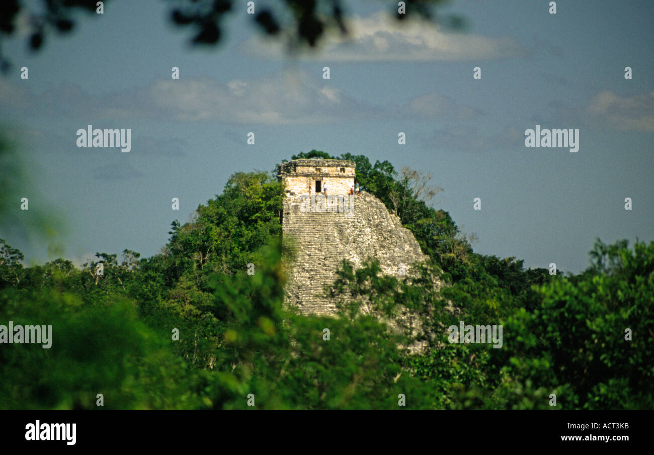 View at the Nohoch Mul pyramid in Coba Mexico Central America Stock Photo