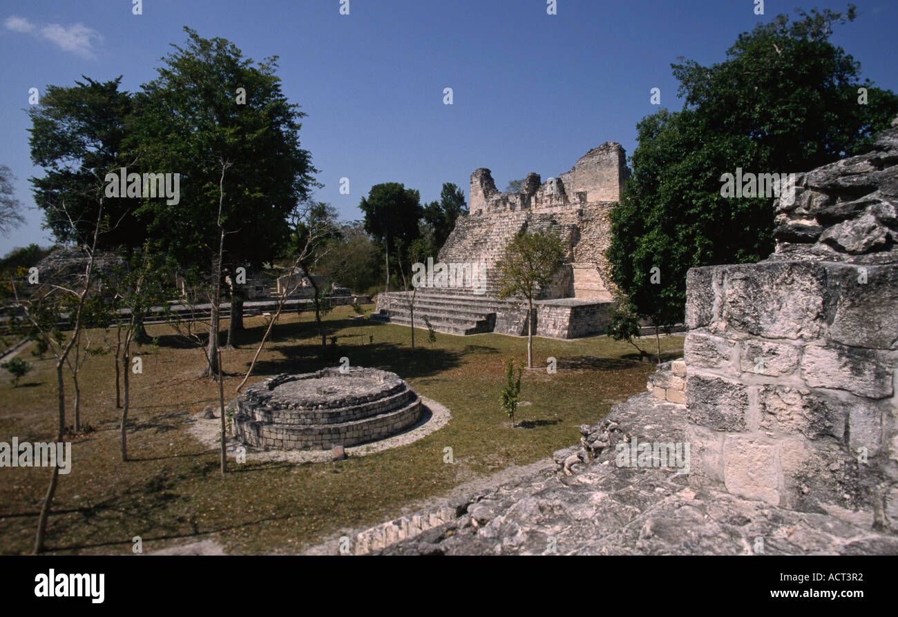East square of the temple of Becan Mexico Central America Stock Photo