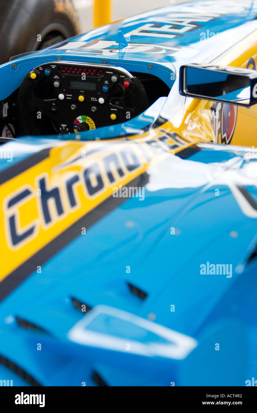 Renault R26 2006 Formula 1 Race Car cockpit and steering wheel Stock Photo