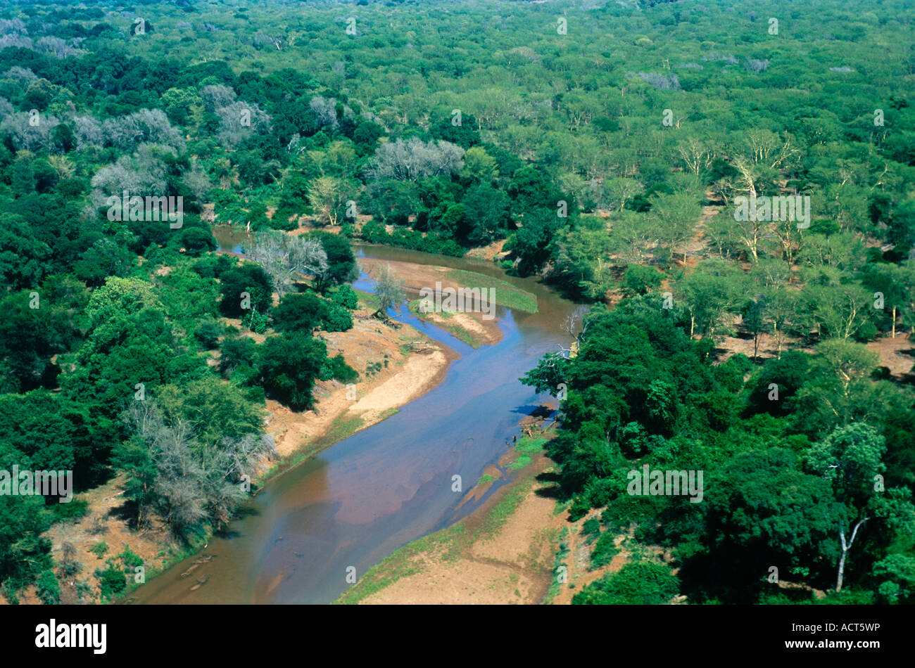 Aerial scenic view of Levuvhu River in the Pafuri area Kruger National Park South Africa Stock Photo
