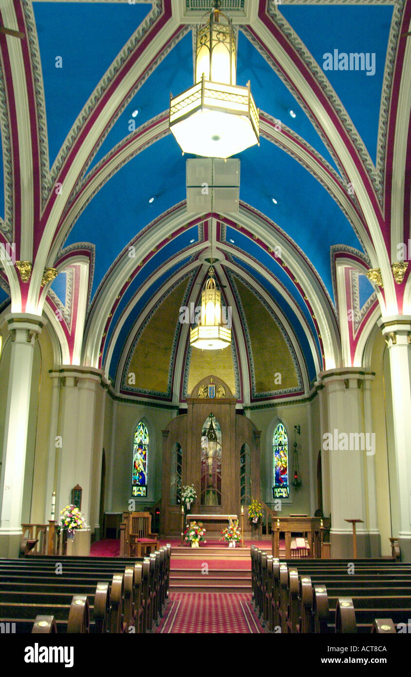 Basilica of St James interior in Jamestown North Dakota USA Stock Photo