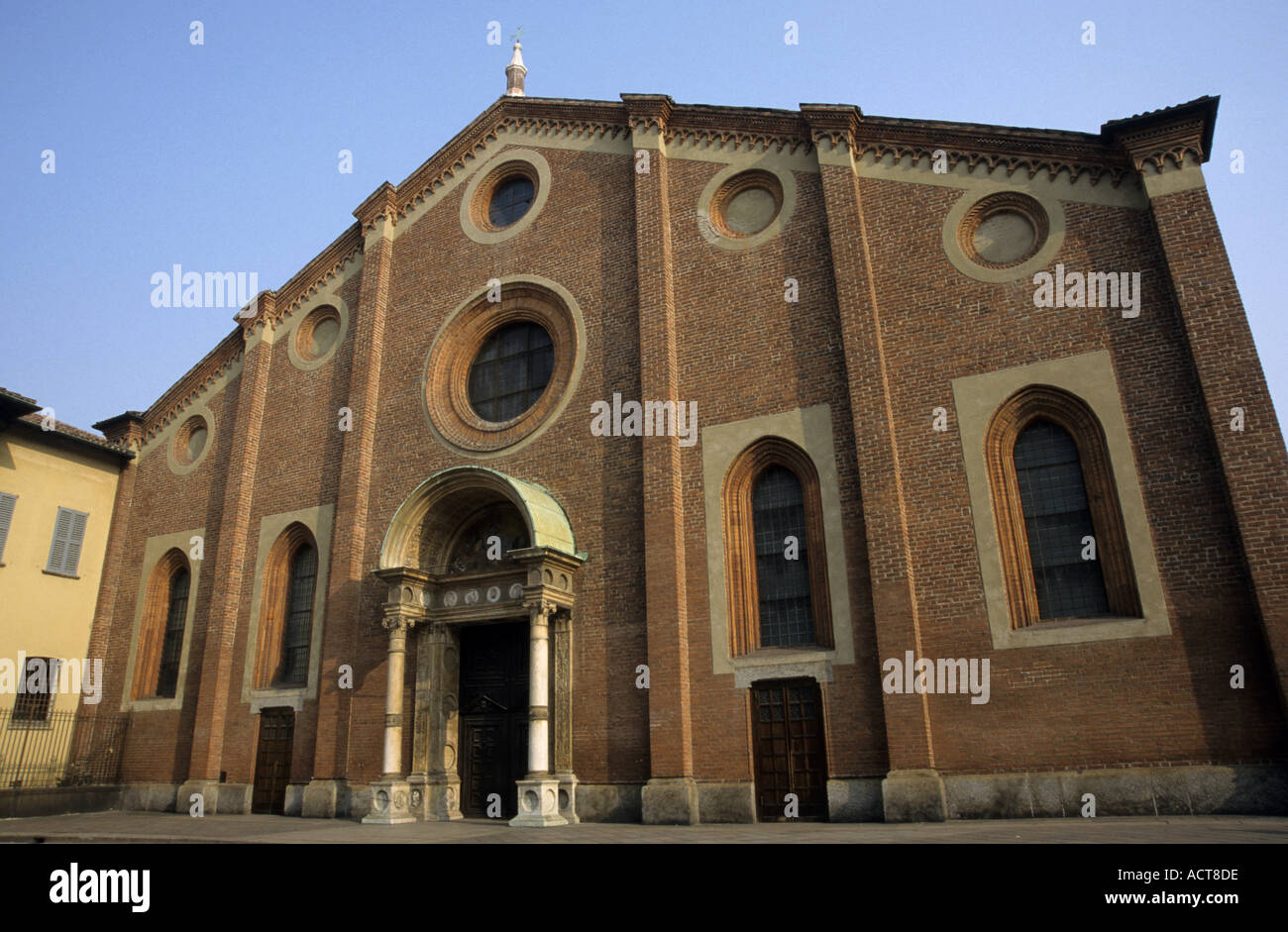 Brick exterior of the Santa Maria delle Grazie (Holy Mary of Grace) church and convent, Milan, Italy. Stock Photo