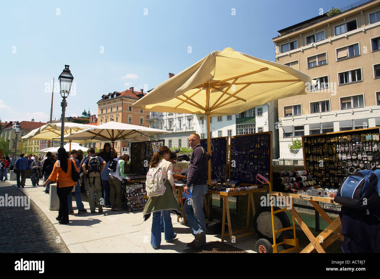 Souvenirs stall in old town Ljubljana Slovenia Stock Photo - Alamy