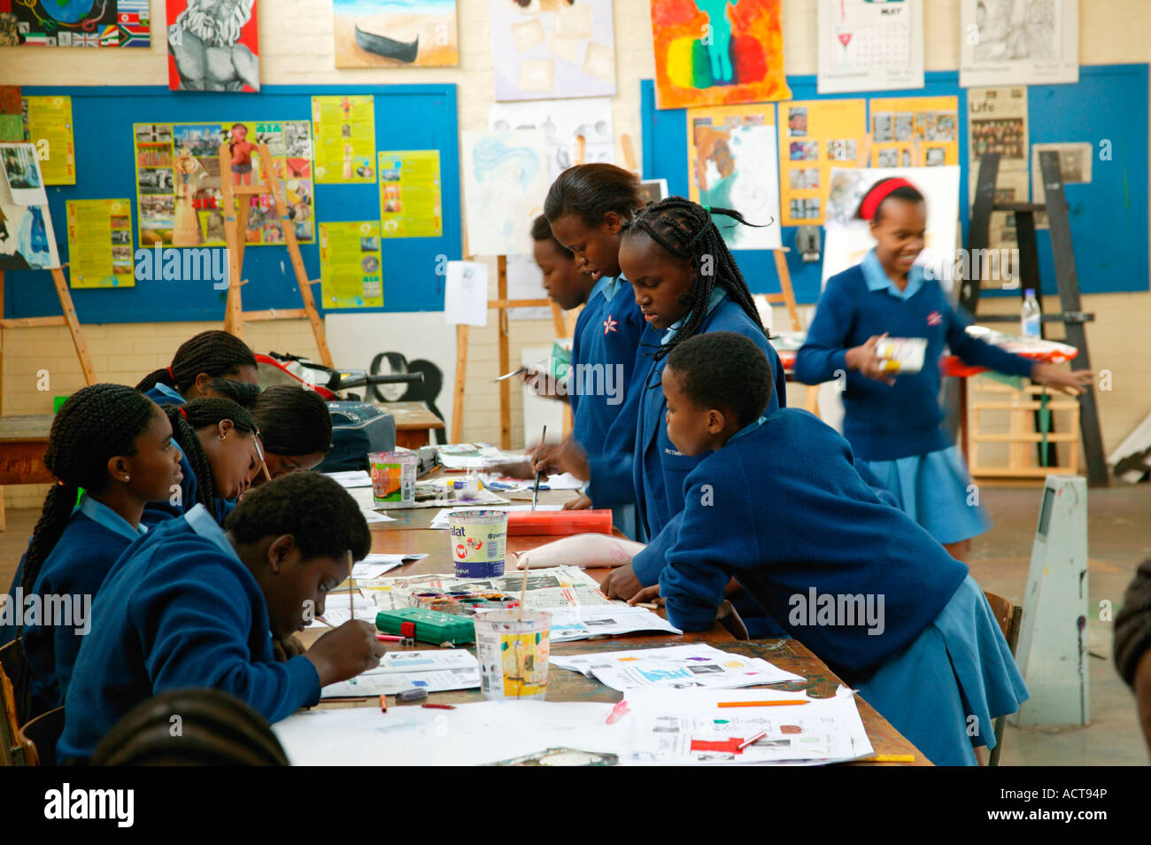 Children in a Nelspruit high school during an art class Nelspruit